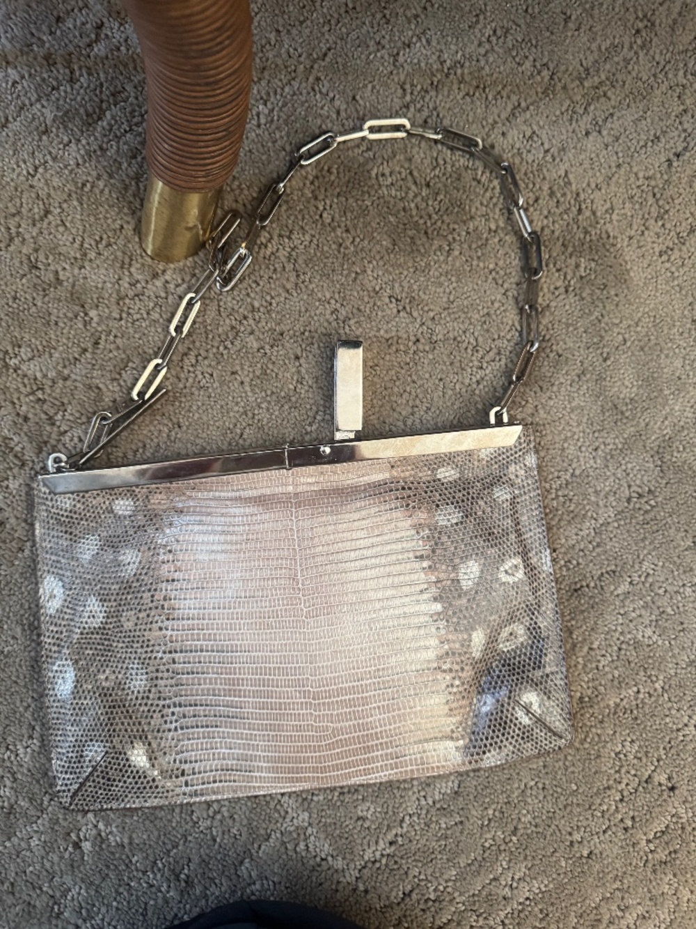 Gucci snakeskin clutch with silver chain